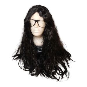 Synthetic Black Wavy Curl Full Wig with Cap 24"